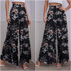 Boho Floral print palazzo wide leg zipper pants